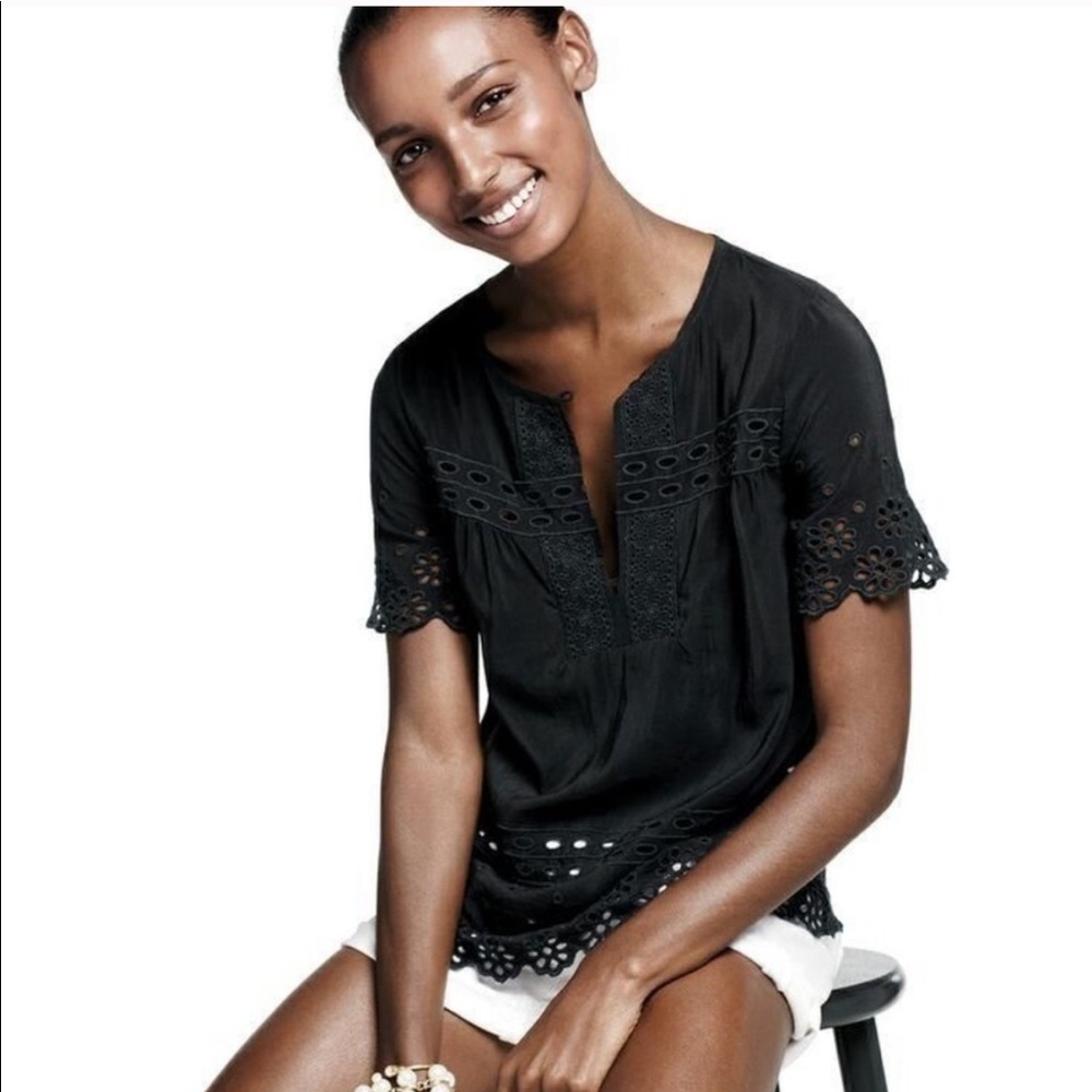 J.Crew Silk Eyelet Top